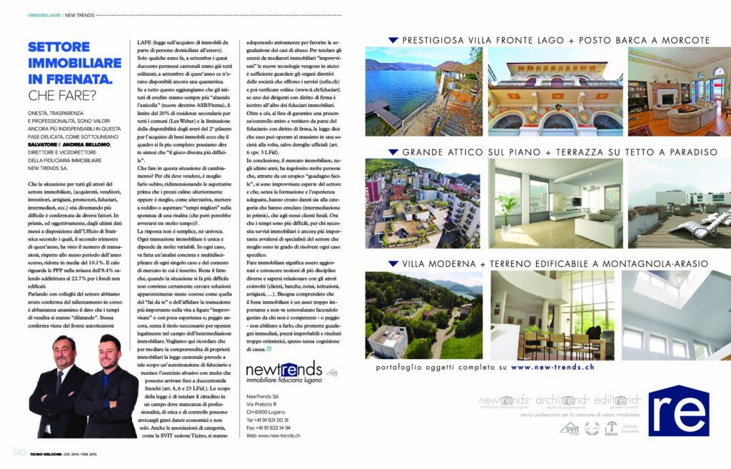 thumbnail of Ticino Welcome, dicembre 2014 | Settore Immobiliare in frenata. Che fare?